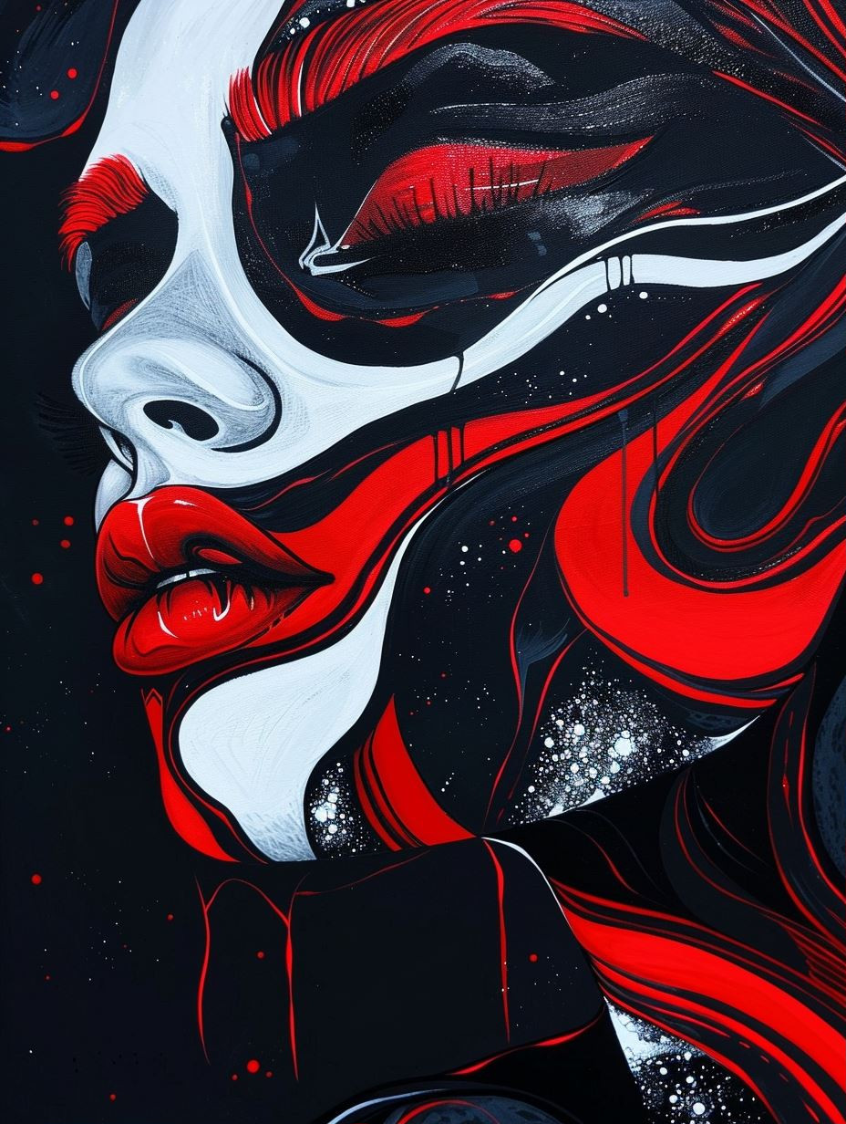 Crimson Flow Surreal Portrait