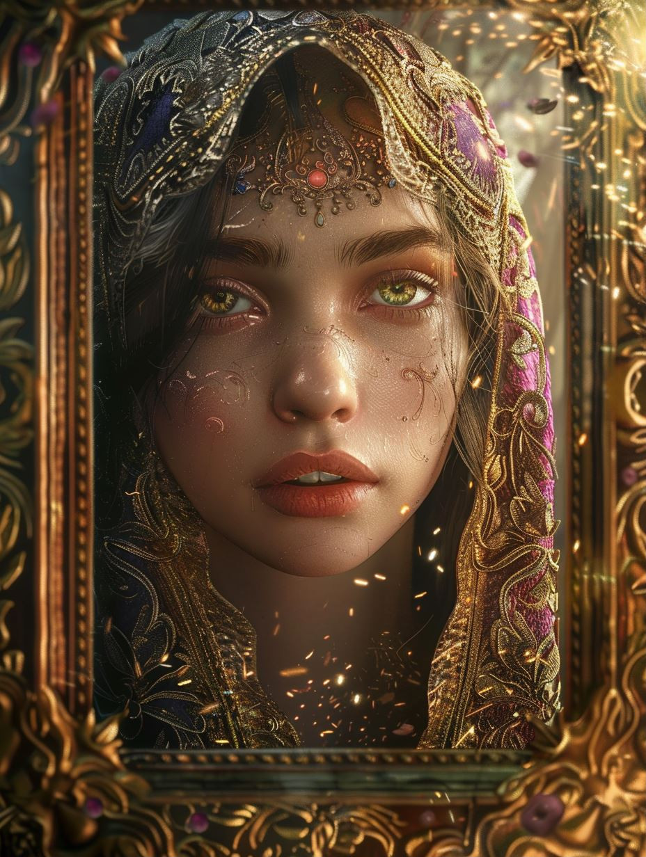 Ethereal Gilded Portrait of Elegance - Image 1