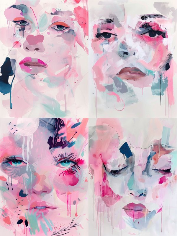 Abstract Pastel Portraits of Ethereal Faces