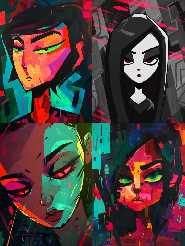 Neon Cyberpunk Portrait Collage