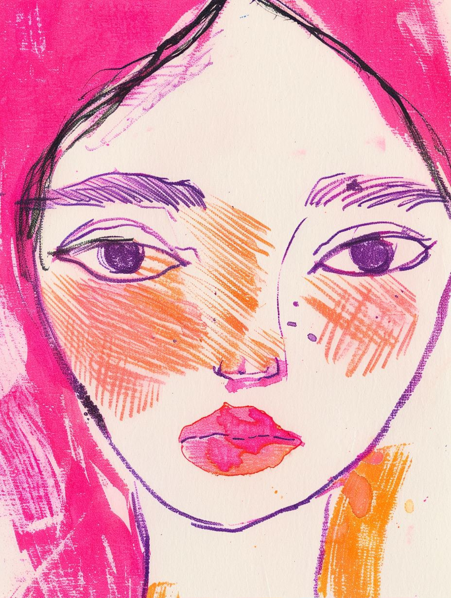Neon Pastel Mixed Media Portrait