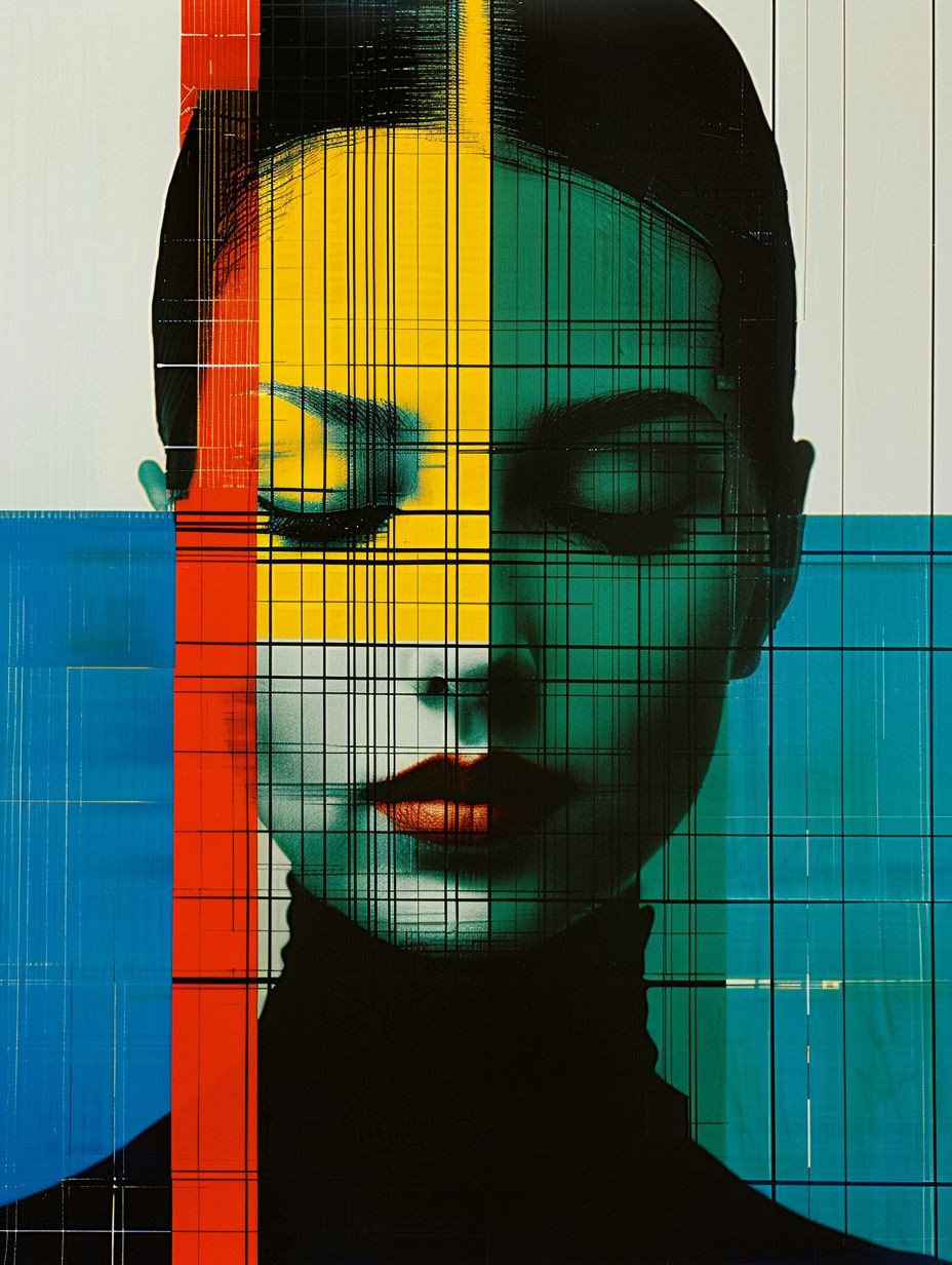 Geometric Neon Portrait Collage - Image 1