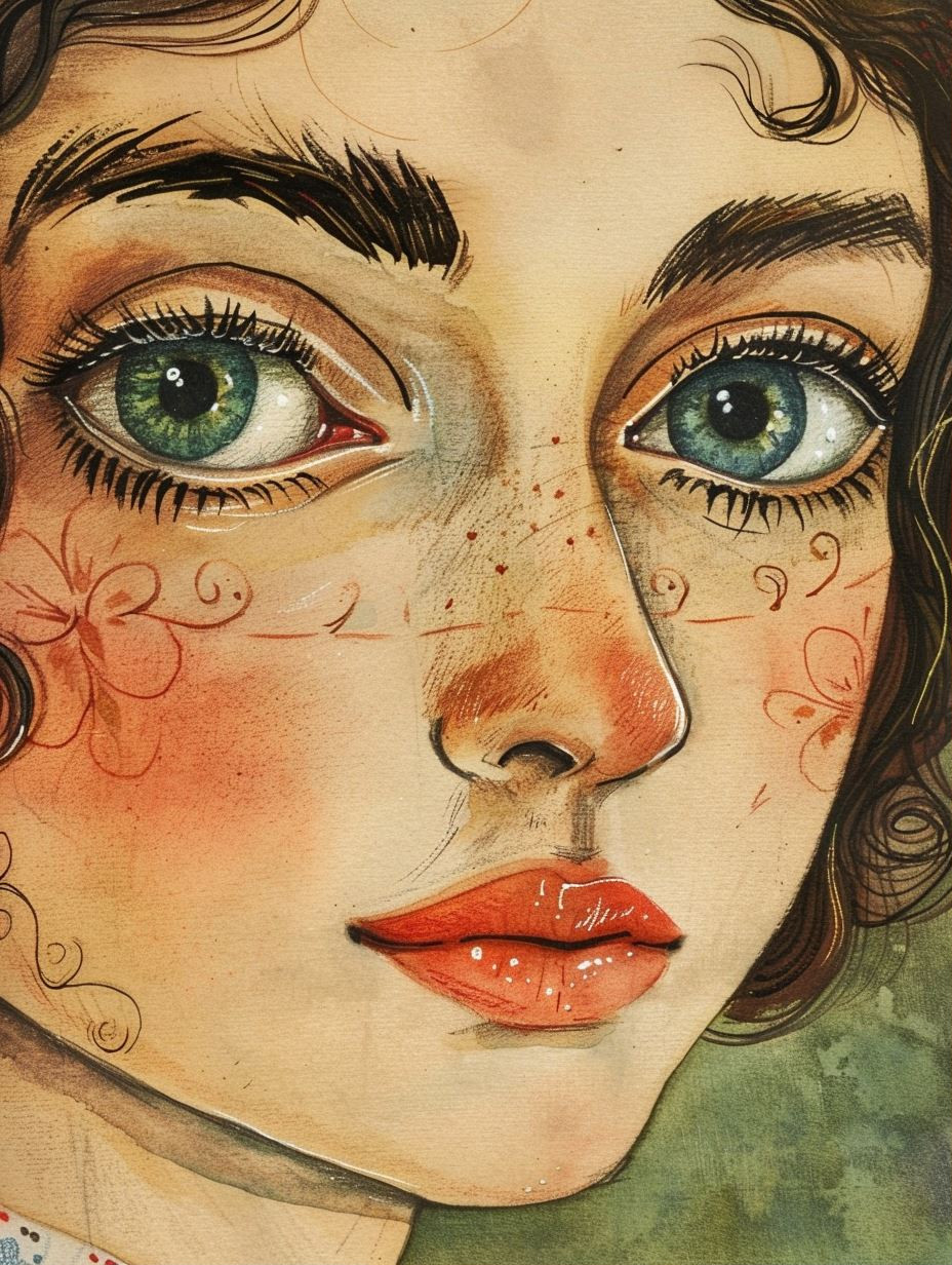 Ethereal Gazes in Watercolor - Image 1