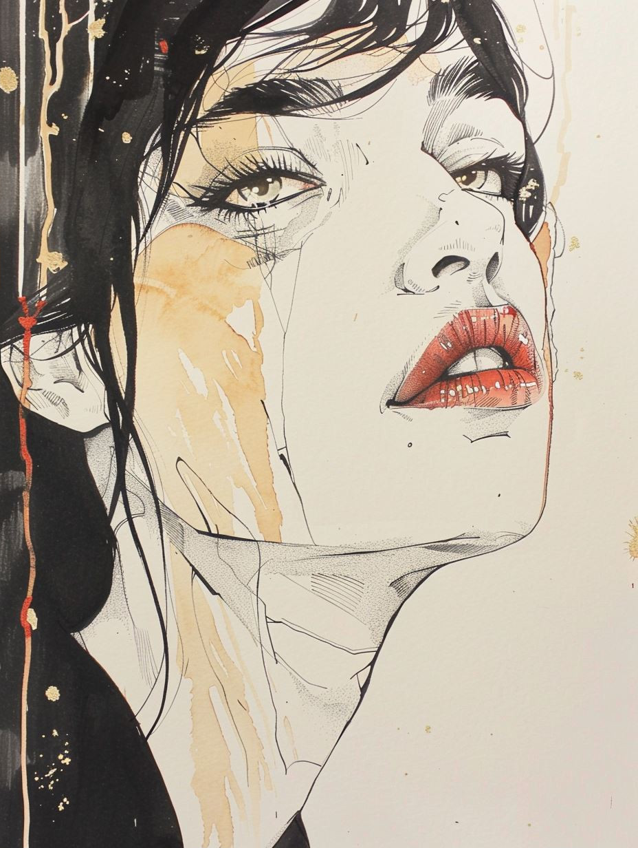 Ethereal Gazes in Ink and Watercolor - Image 2