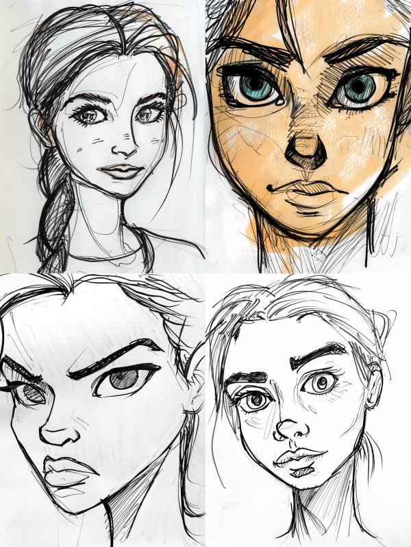 Expressive Hand Drawn Character Sketches