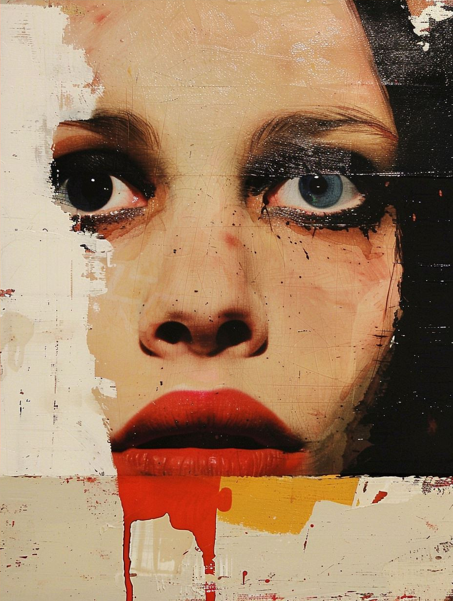 Fragmented Gazes in Red and White - Image 4
