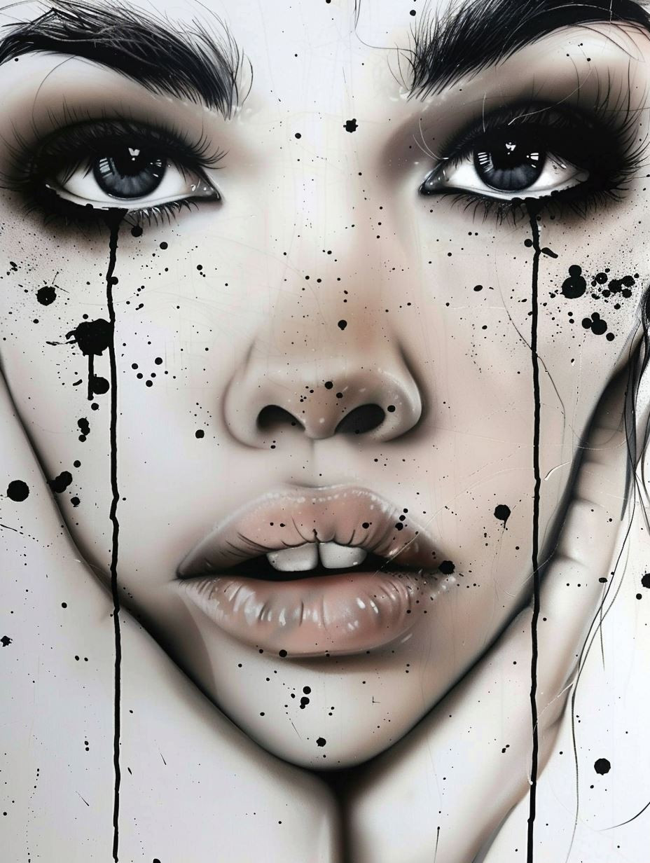 Melancholic Ink Drip Portraits - Image 1