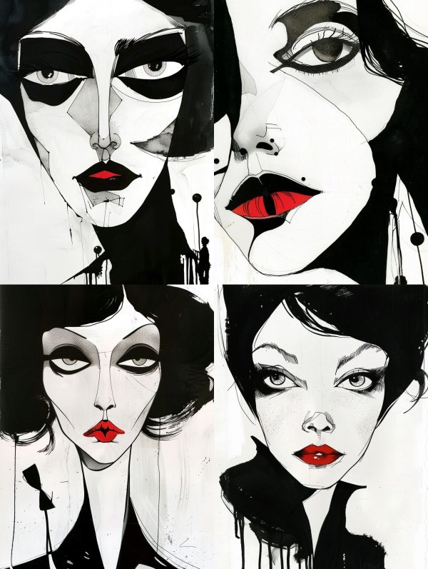 Noir Gothic Ink Portraits