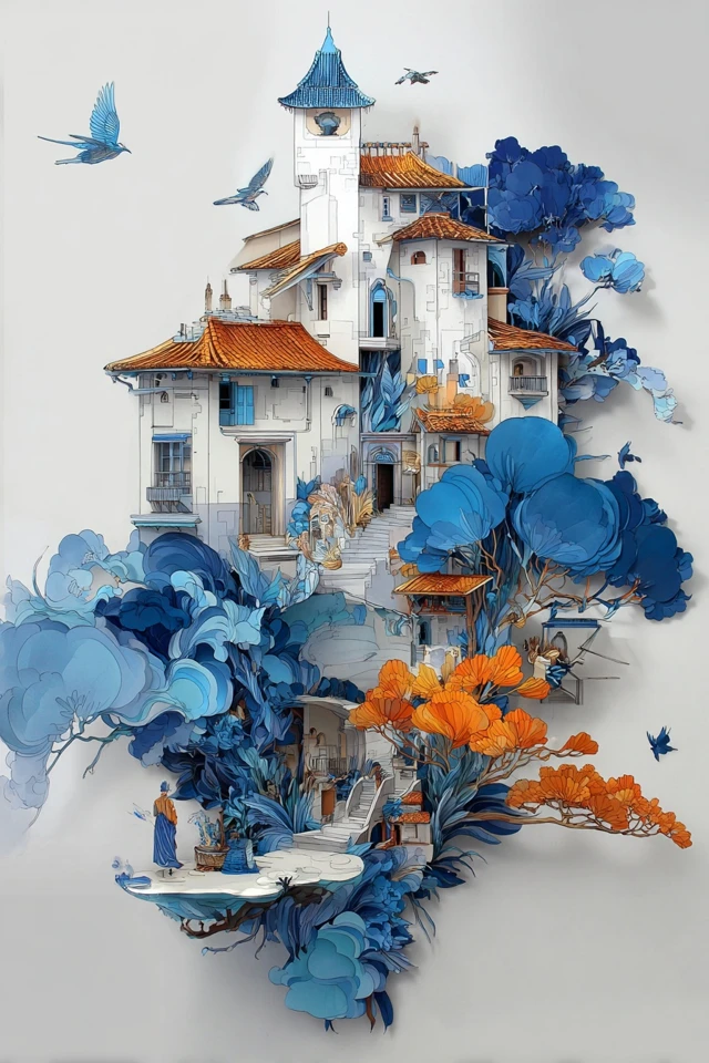 Azure Dreams: Surrealist Digital Art - Image 6