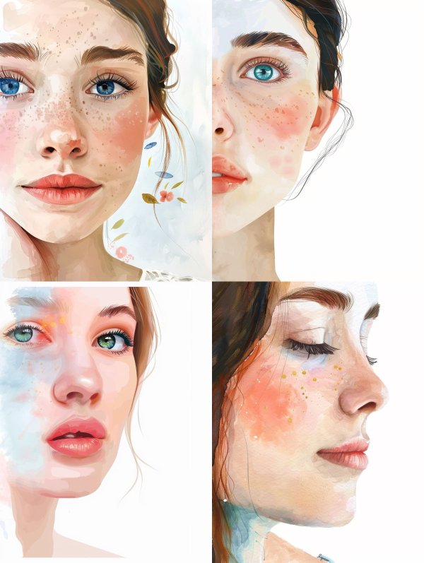 Ethereal Watercolor Portraits of a Woman