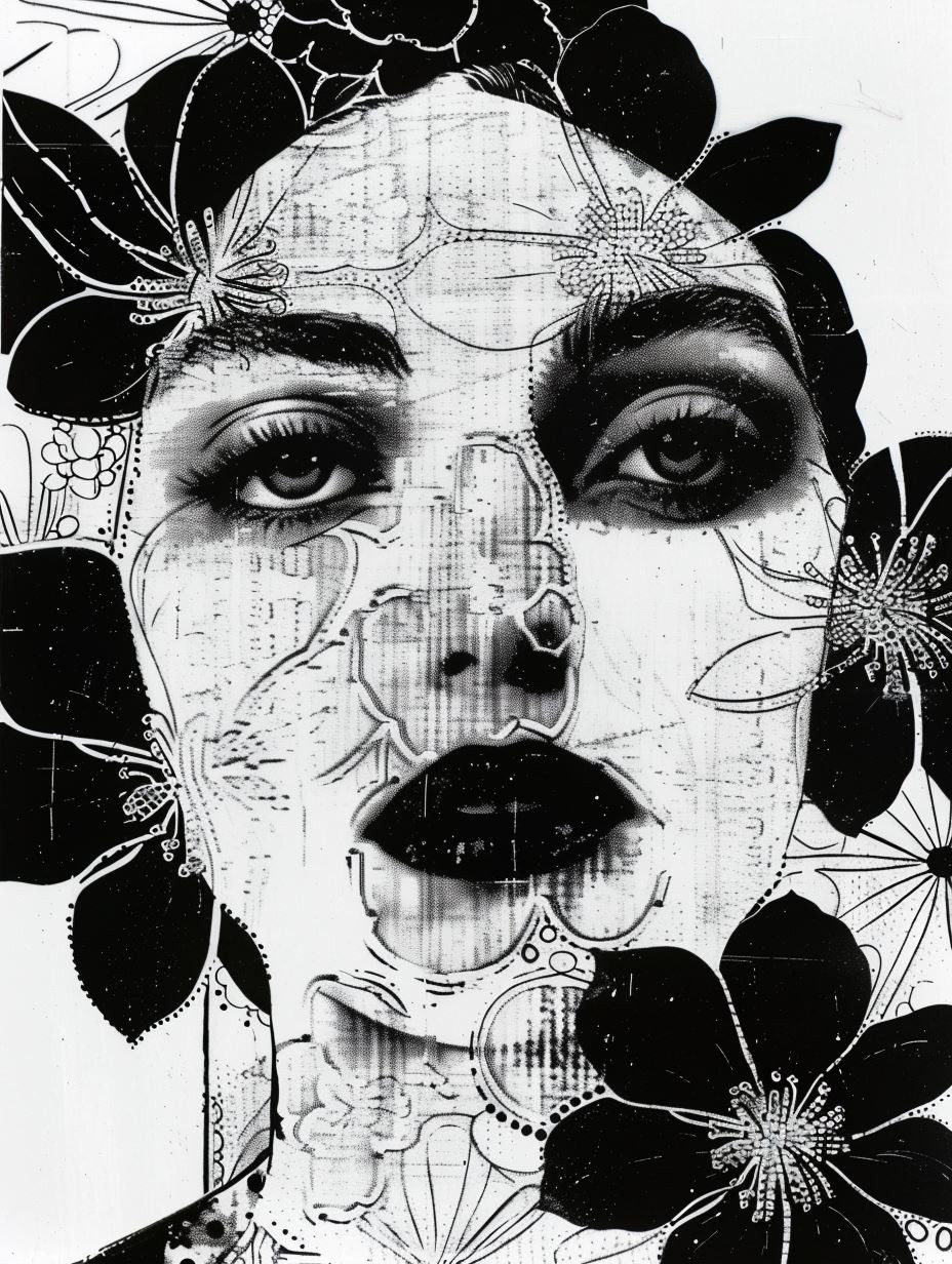 Noir Floral Portrait Collage - Image 4