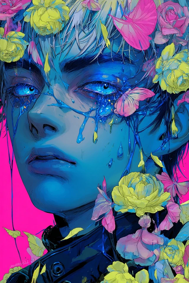 Neon Floral Melancholy - Image 1