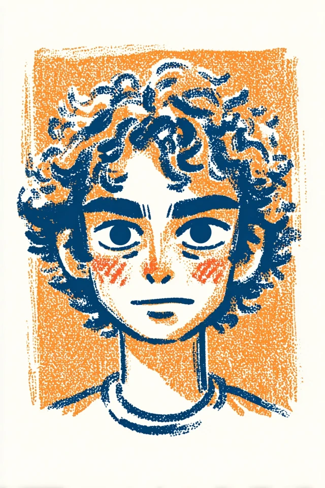 Azure Curls and Amber Glow - Image 1