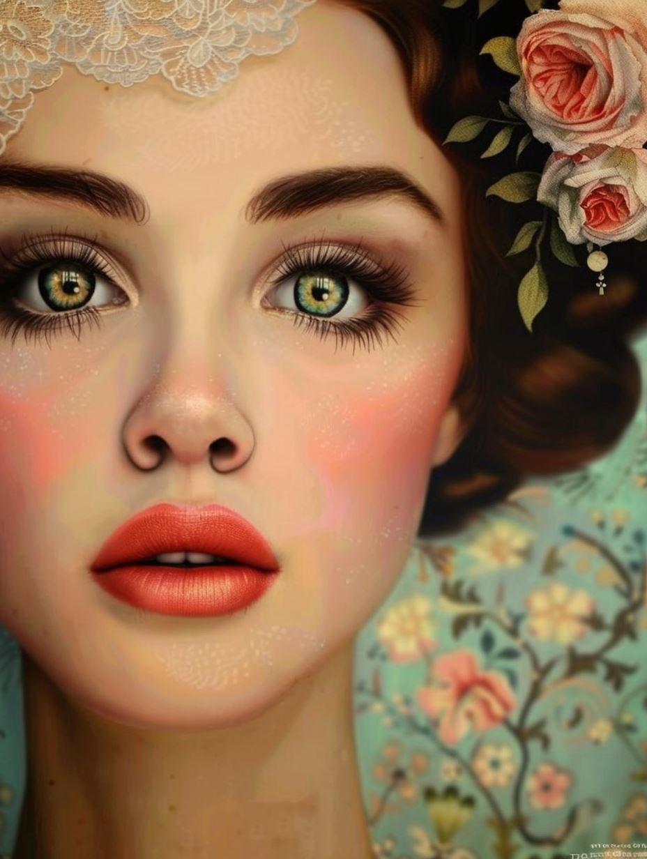 Vintage Floral Portraiture Elegance - Image 1