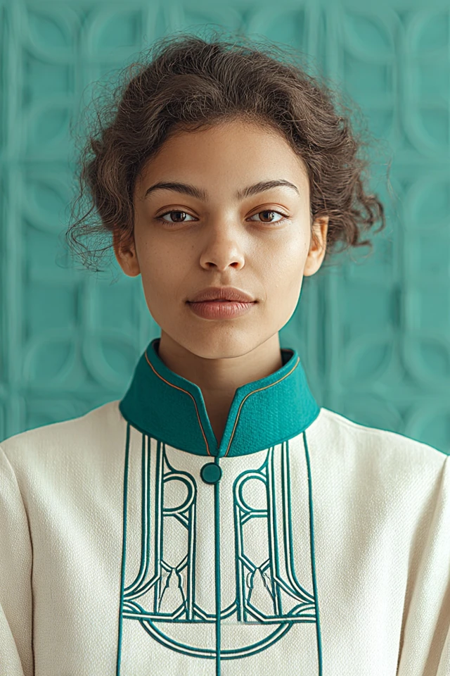 Teal Elegance Portrait - Image 1