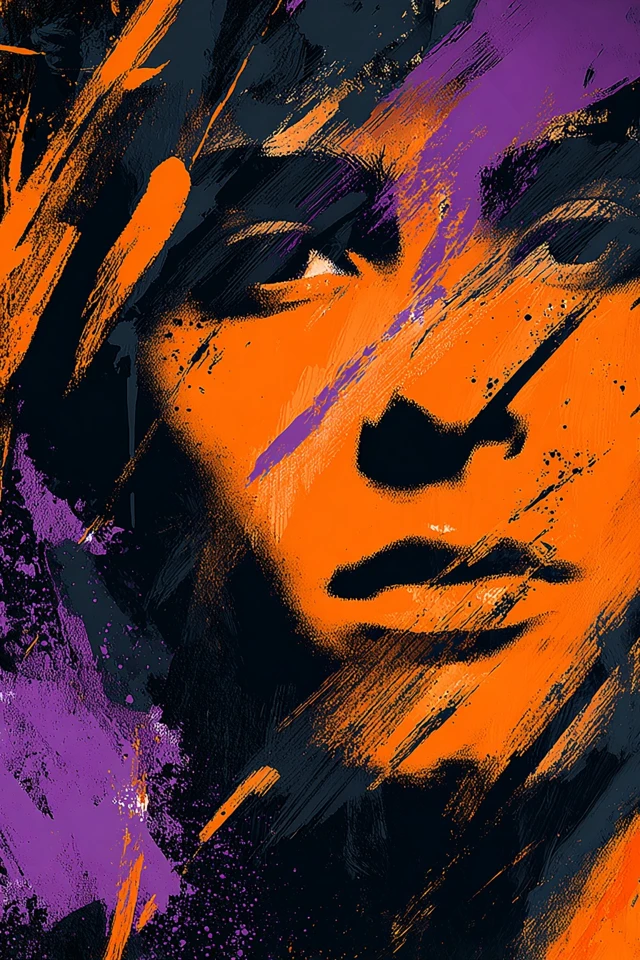 Vibrant Contrast: A Study in Purple and Orange - Image 1