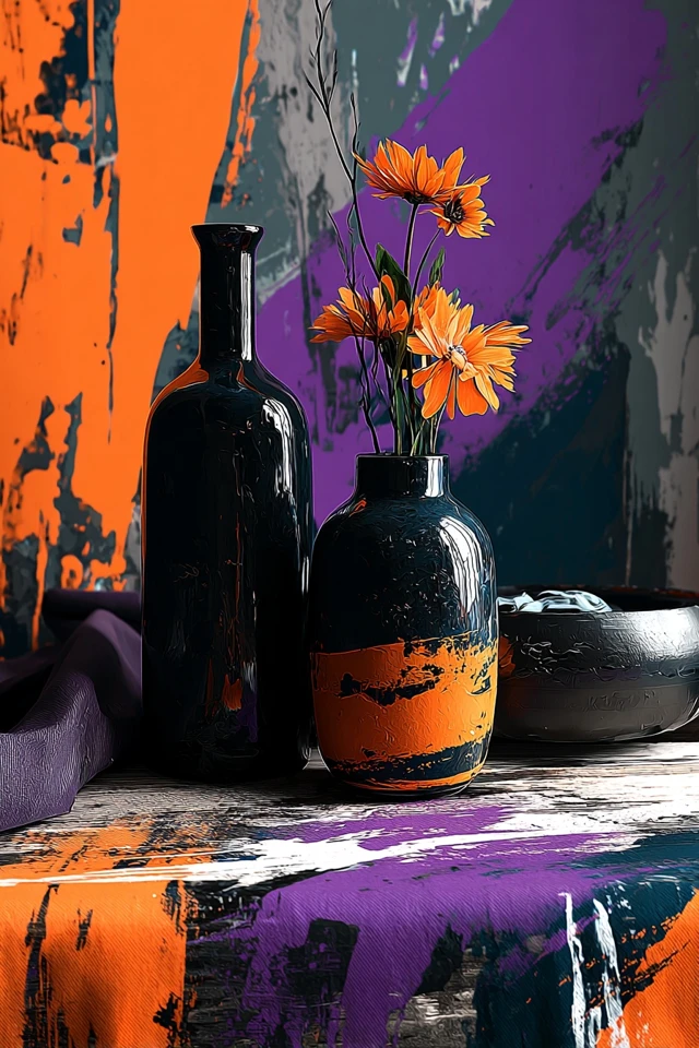 Vibrant Contrast: A Study in Purple and Orange - Image 3