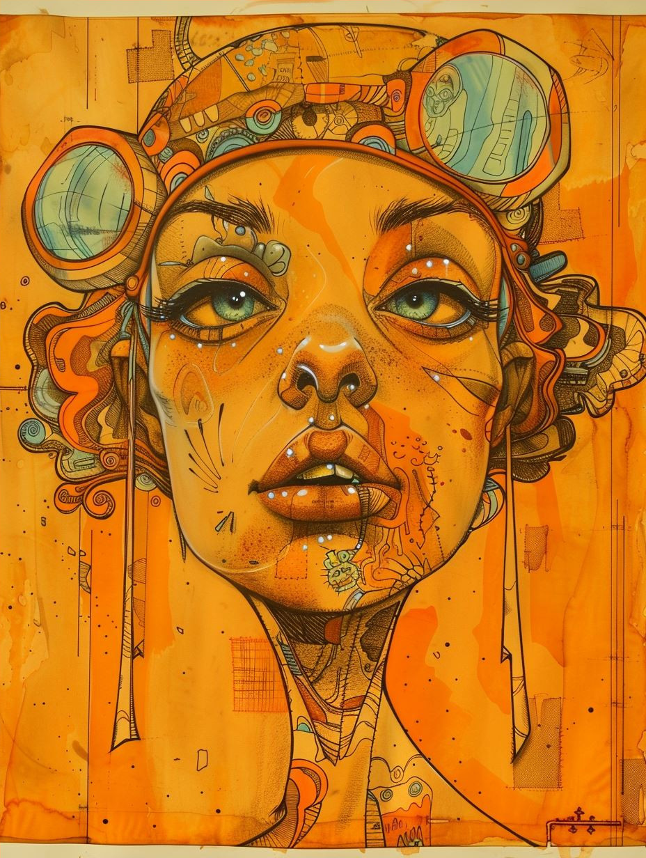 Amber Steampunk Cybernetic Portrait - Image 4