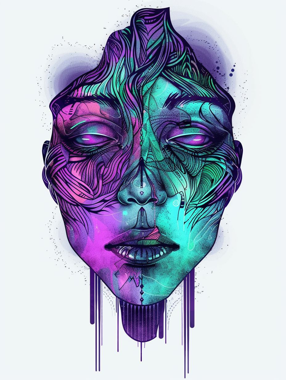 Neon Dreams: Surreal Digital Portraits - Image 1