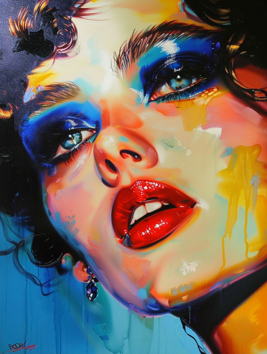 Vibrant Surrealist Portrait Study - Image 2