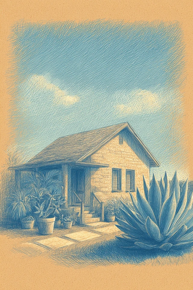 Azure Crosshatch Portrait - Image 6