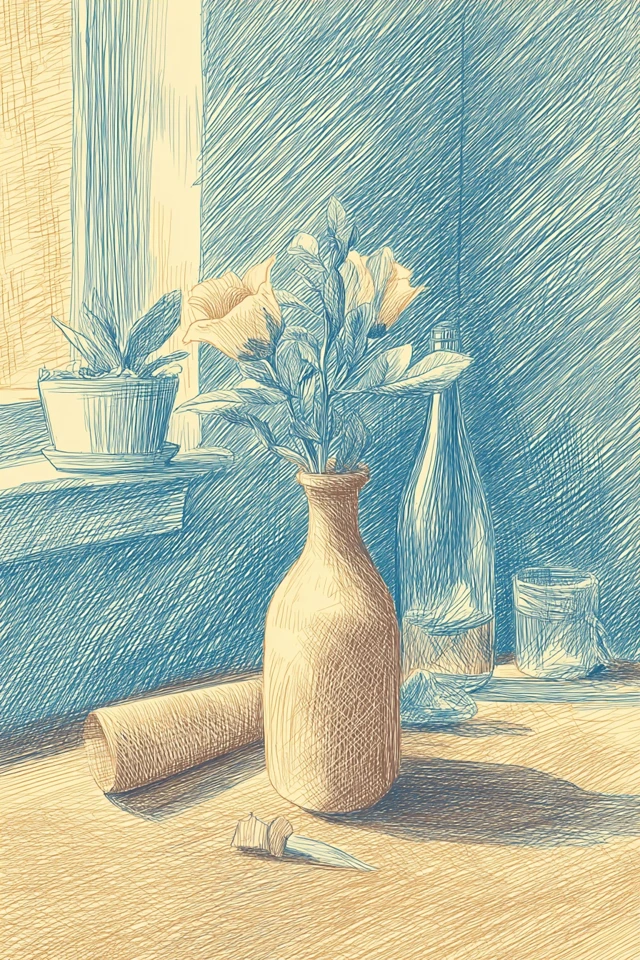 Azure Crosshatch Portrait - Image 3