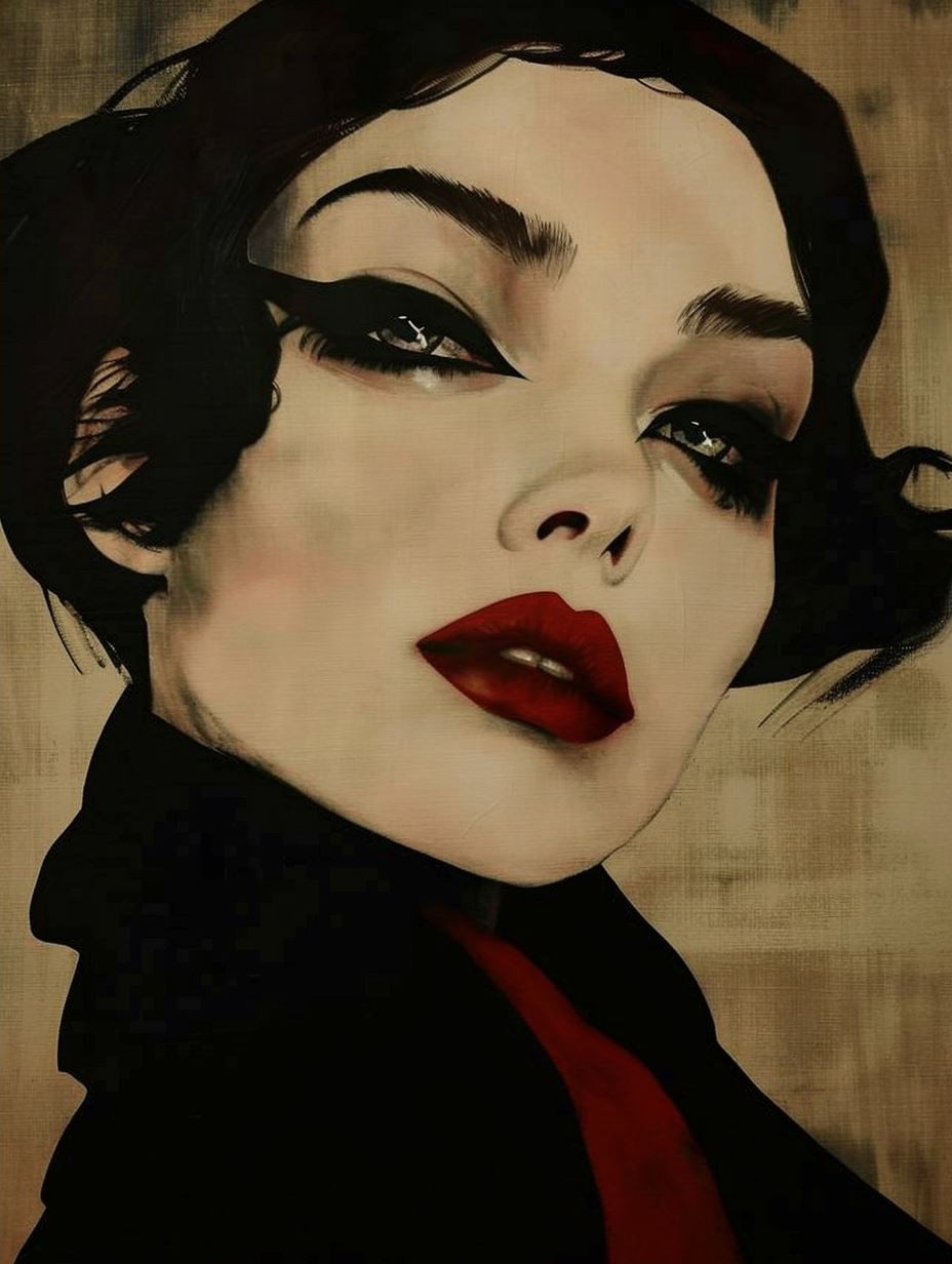Noir Elegance in Crimson Contrast - Image 2