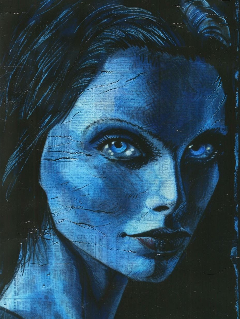 Azure Melancholy Cinematic Portrait - Image 2