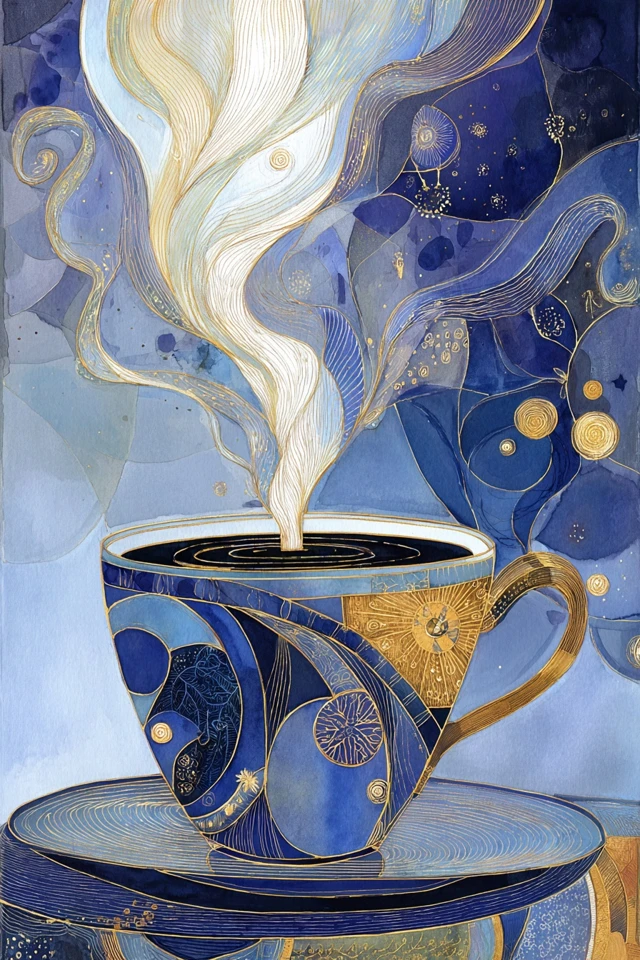 Azure Dreams in Gold and Indigo - Image 4