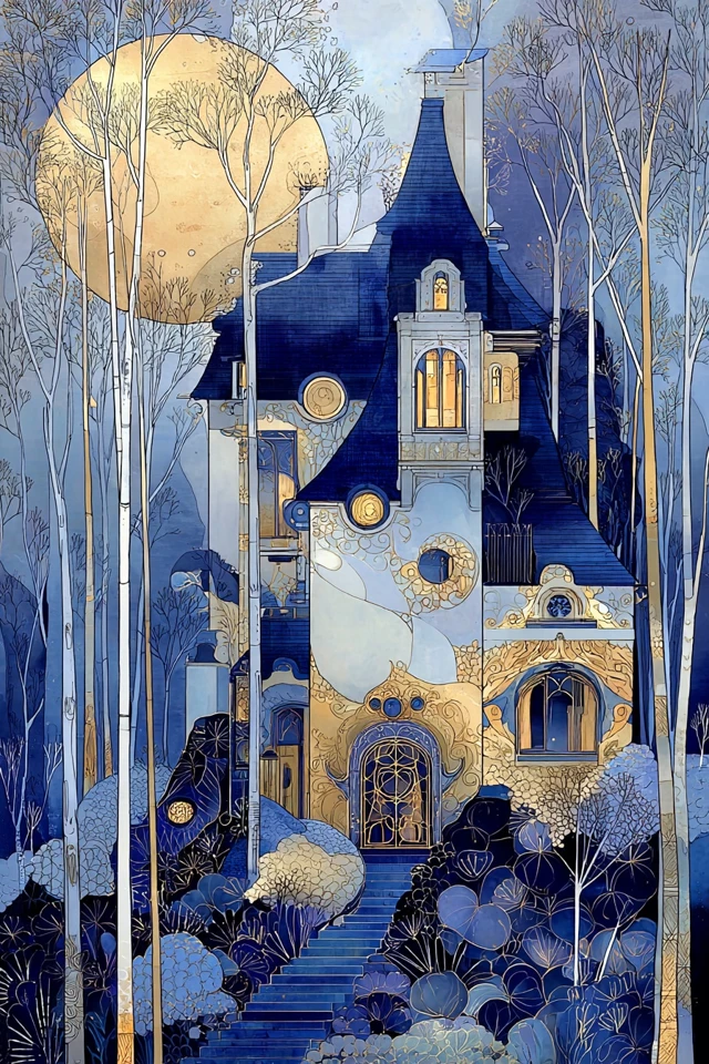 Azure Dreams in Gold and Indigo - Image 6