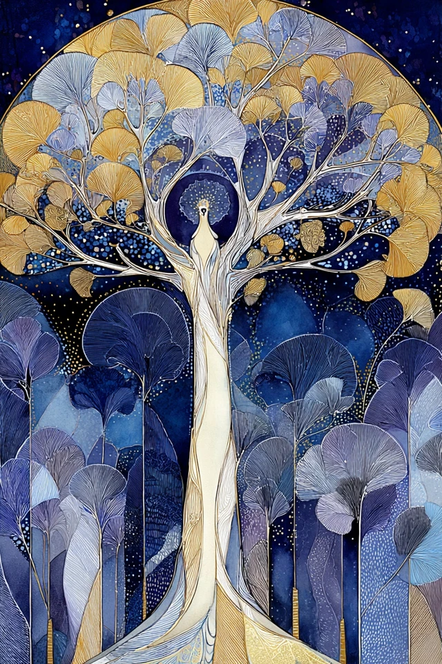 Azure Dreams in Gold and Indigo - Image 5