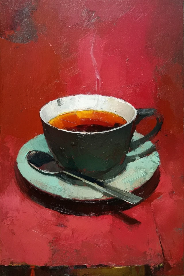 Crimson Oil Portrait - Image 4
