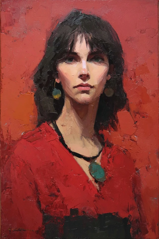 Crimson Oil Portrait - Image 1