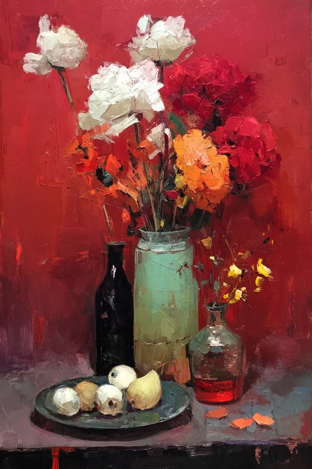 Crimson Oil Portrait - Image 3