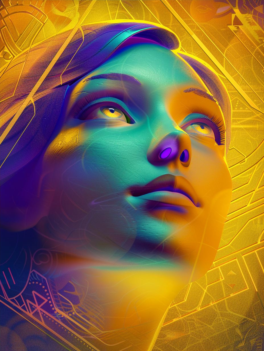 Neon Ethereal Cybernetic Portrait - Image 4
