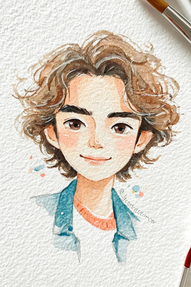 Soft Watercolor Portrait - Image 1