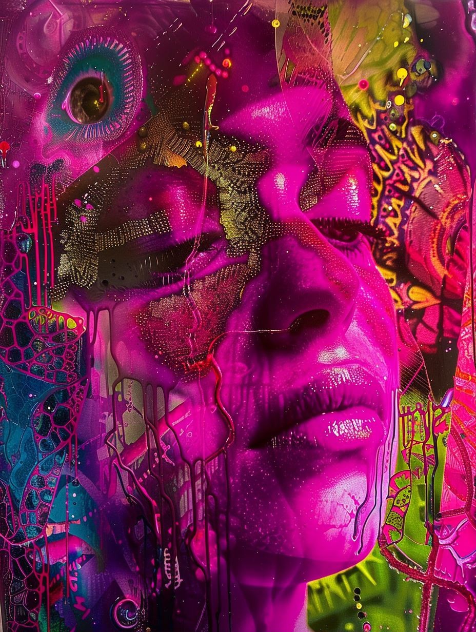 Neon Psychedelic Fluid Portrait - Image 1