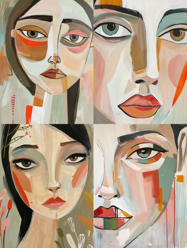 Abstract Faces in Modern Geometric Harmony