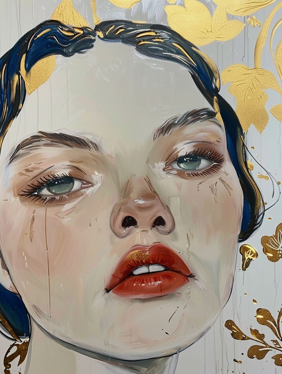 Gilded Azure Ethereal Portrait - Image 4