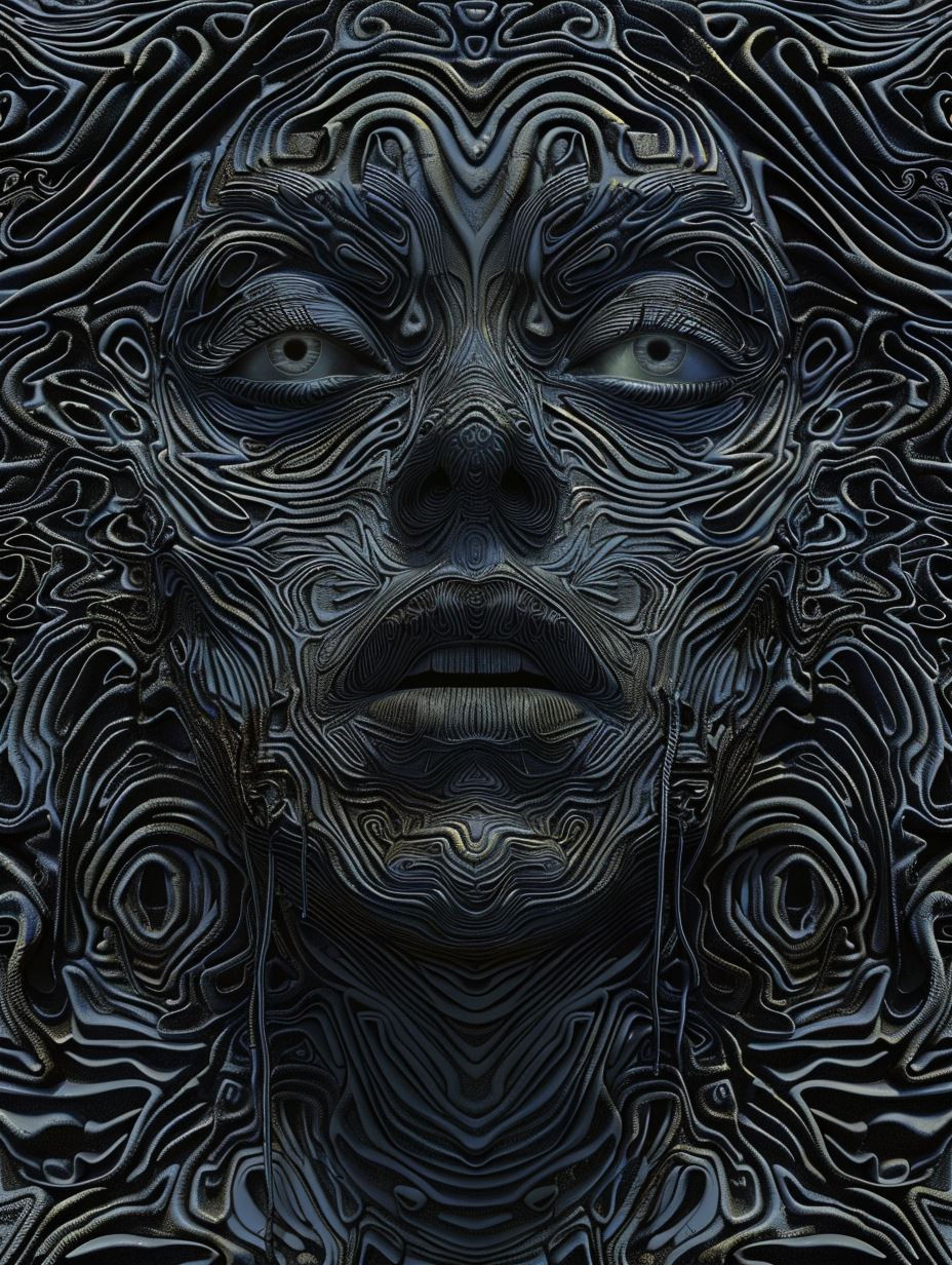 Biomechanical Surrealist Monochromatic Portrait - Image 4