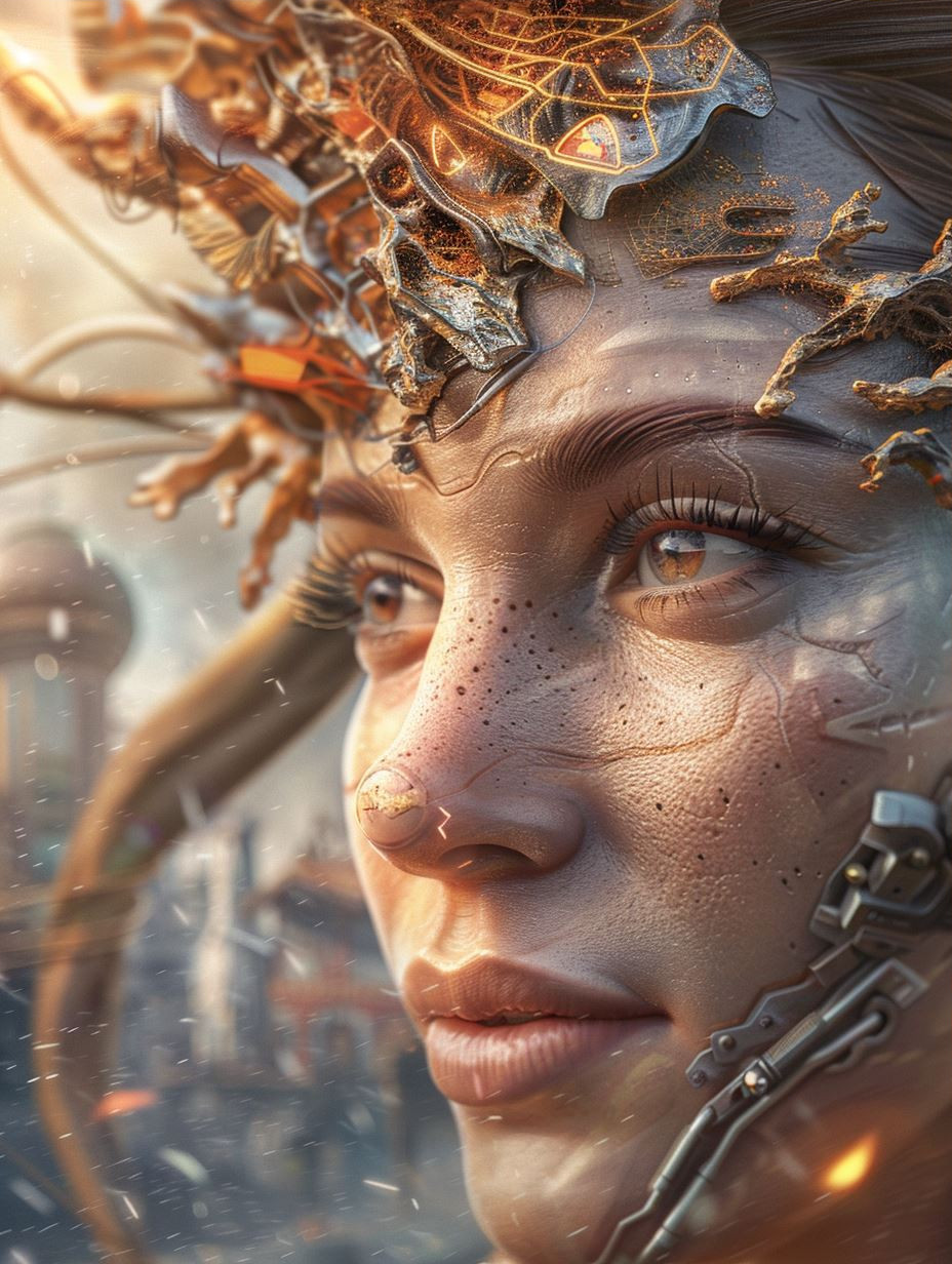 Futuristic Cybernetic Humanoid Portraits - Image 3