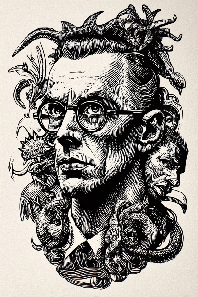 Ink Surrealist Portrait - Image 1