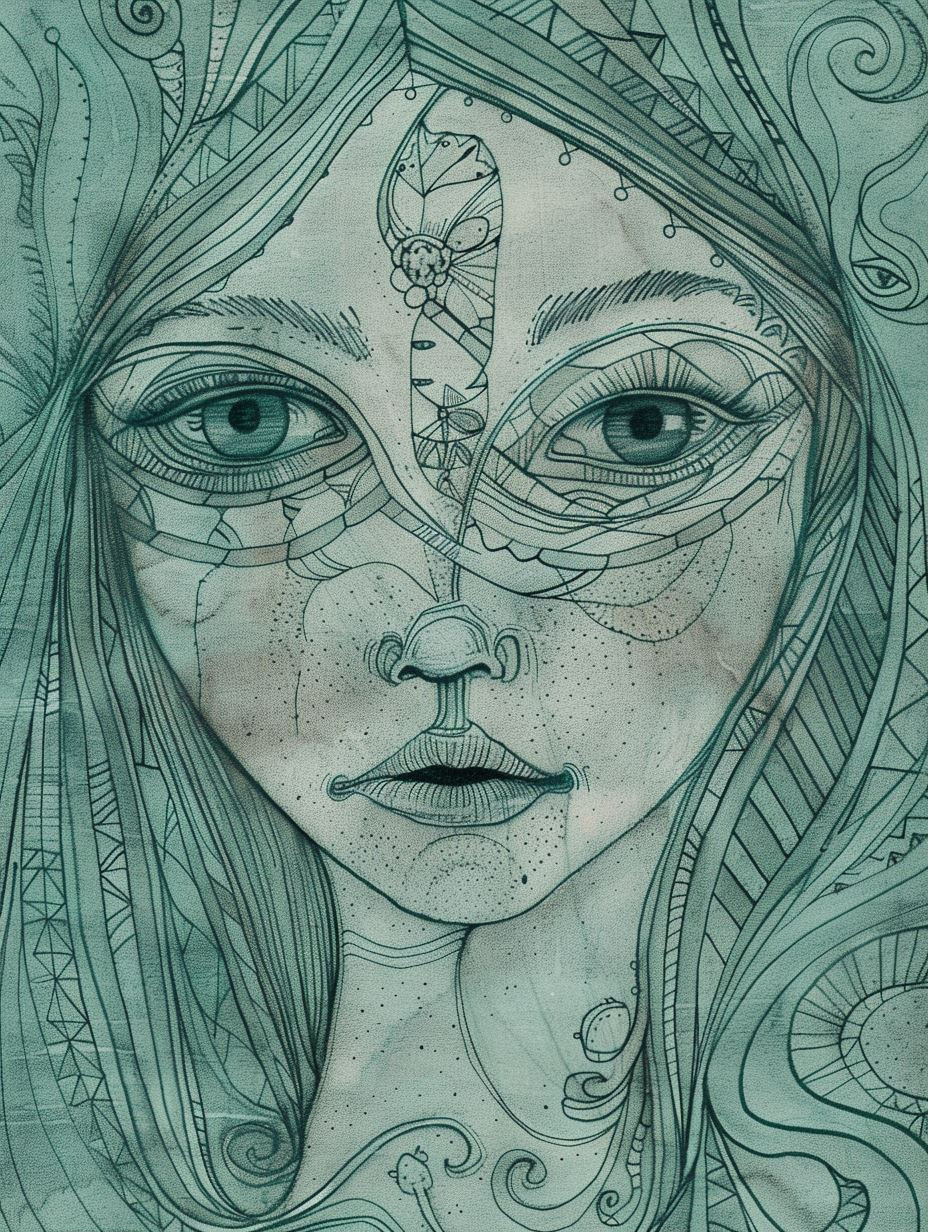 Ethereal Teal Spirit Portraits - Image 1
