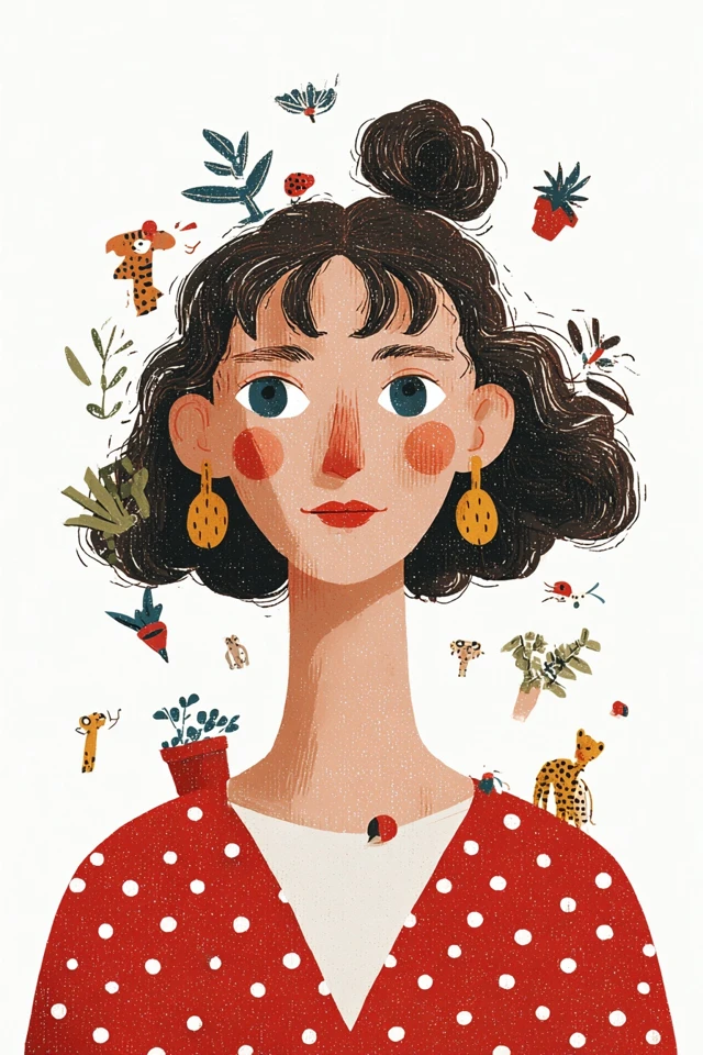 Whimsical Polka Dot Portrait - Image 1