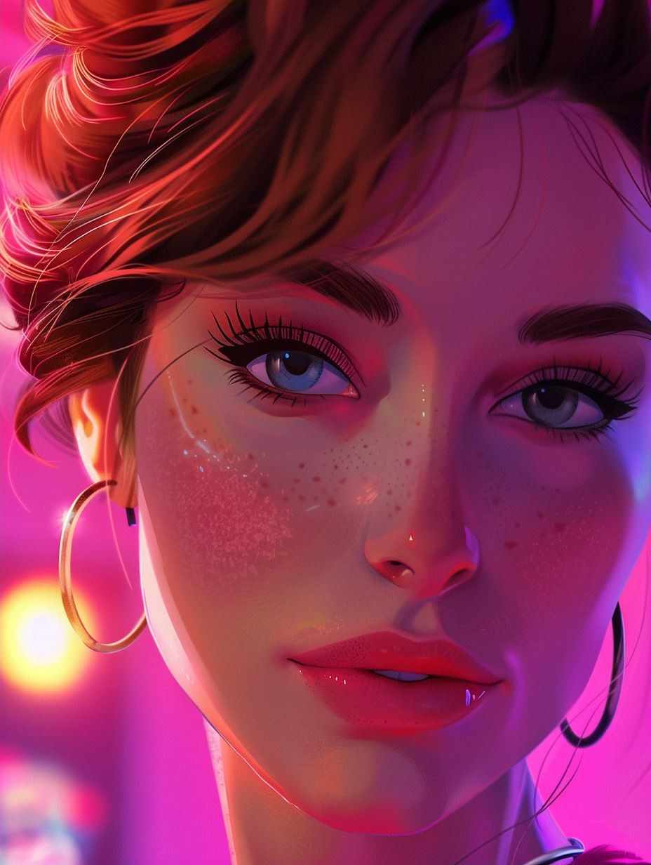 Neon Glow Cyberpunk Portrait - Image 2