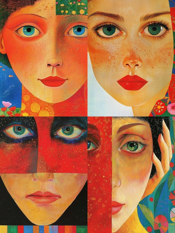 Crimson Gaze of Textured Art