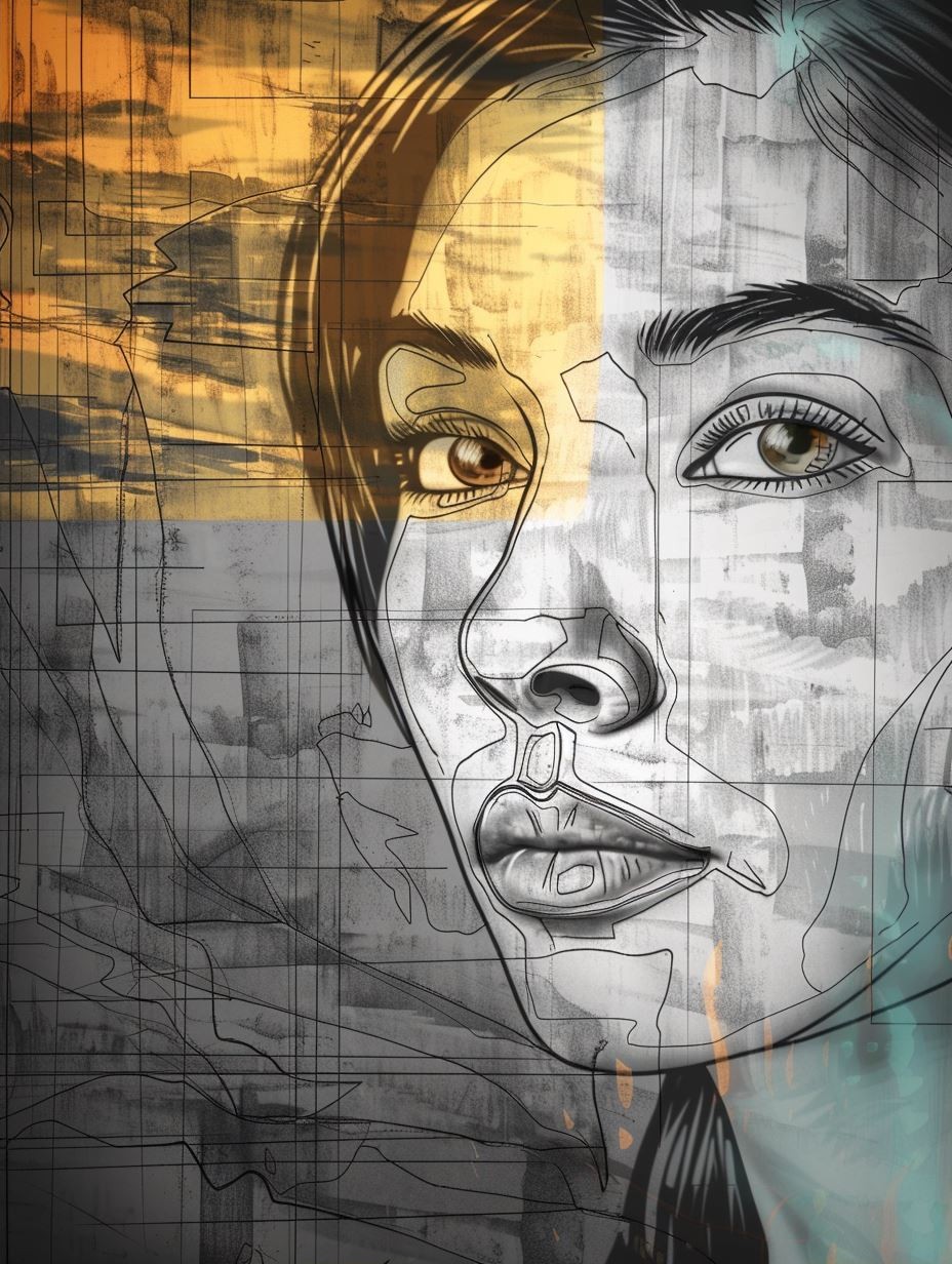 Geometric Fragmented Portrait Study - Image 2