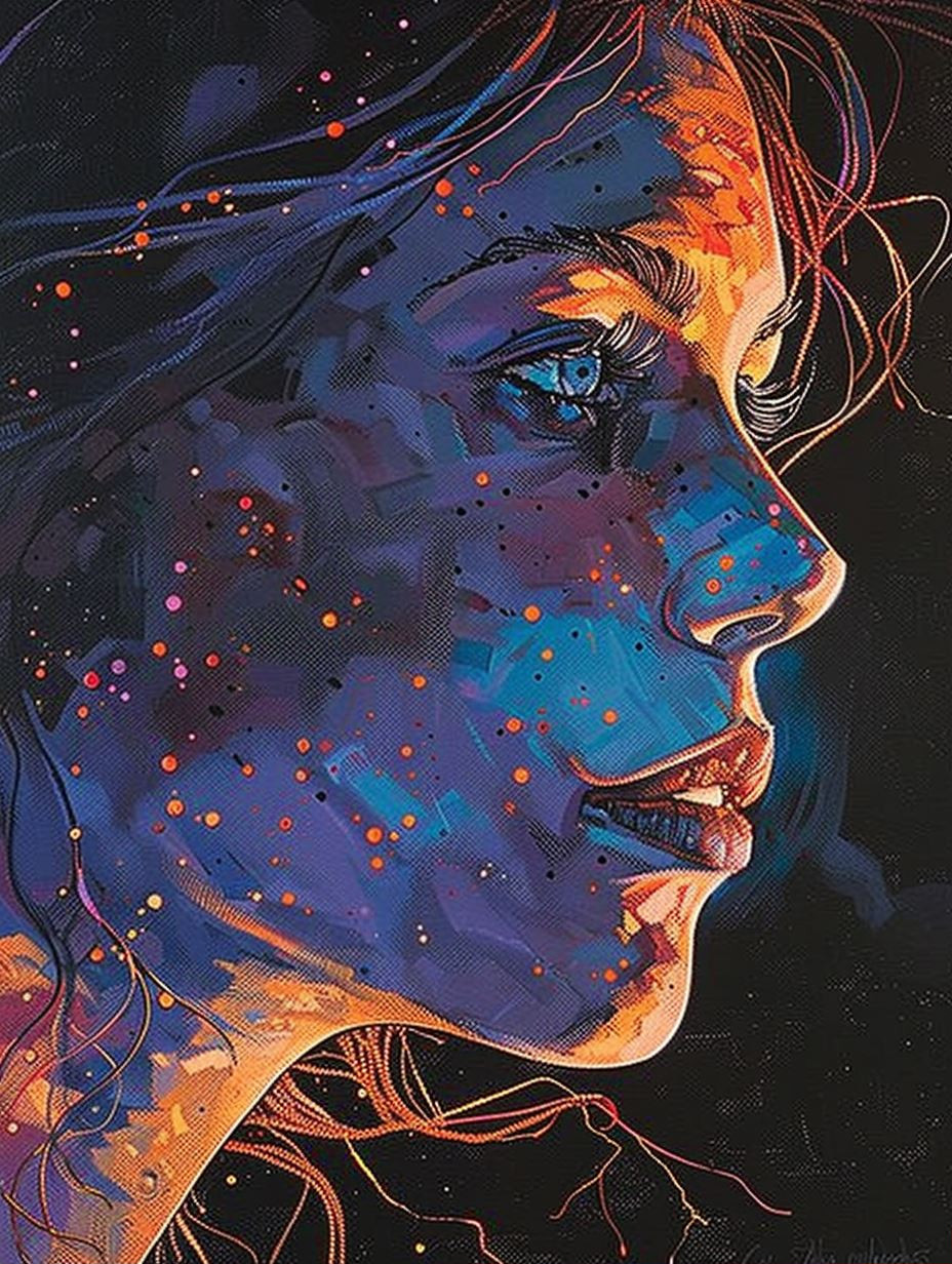 Neon Dreams of Ethereal Faces - Image 1