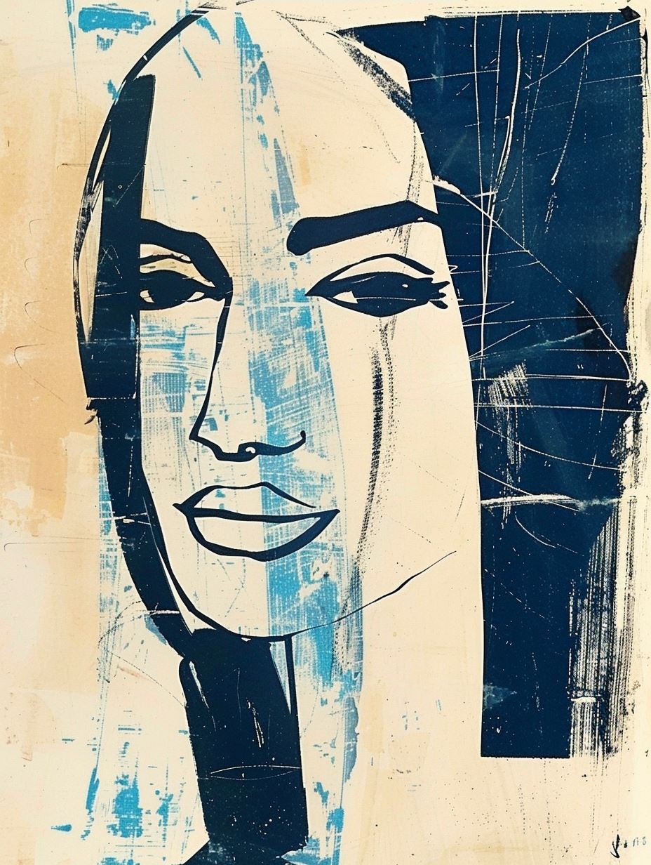 Abstract Cobalt Portrait Study - Image 3