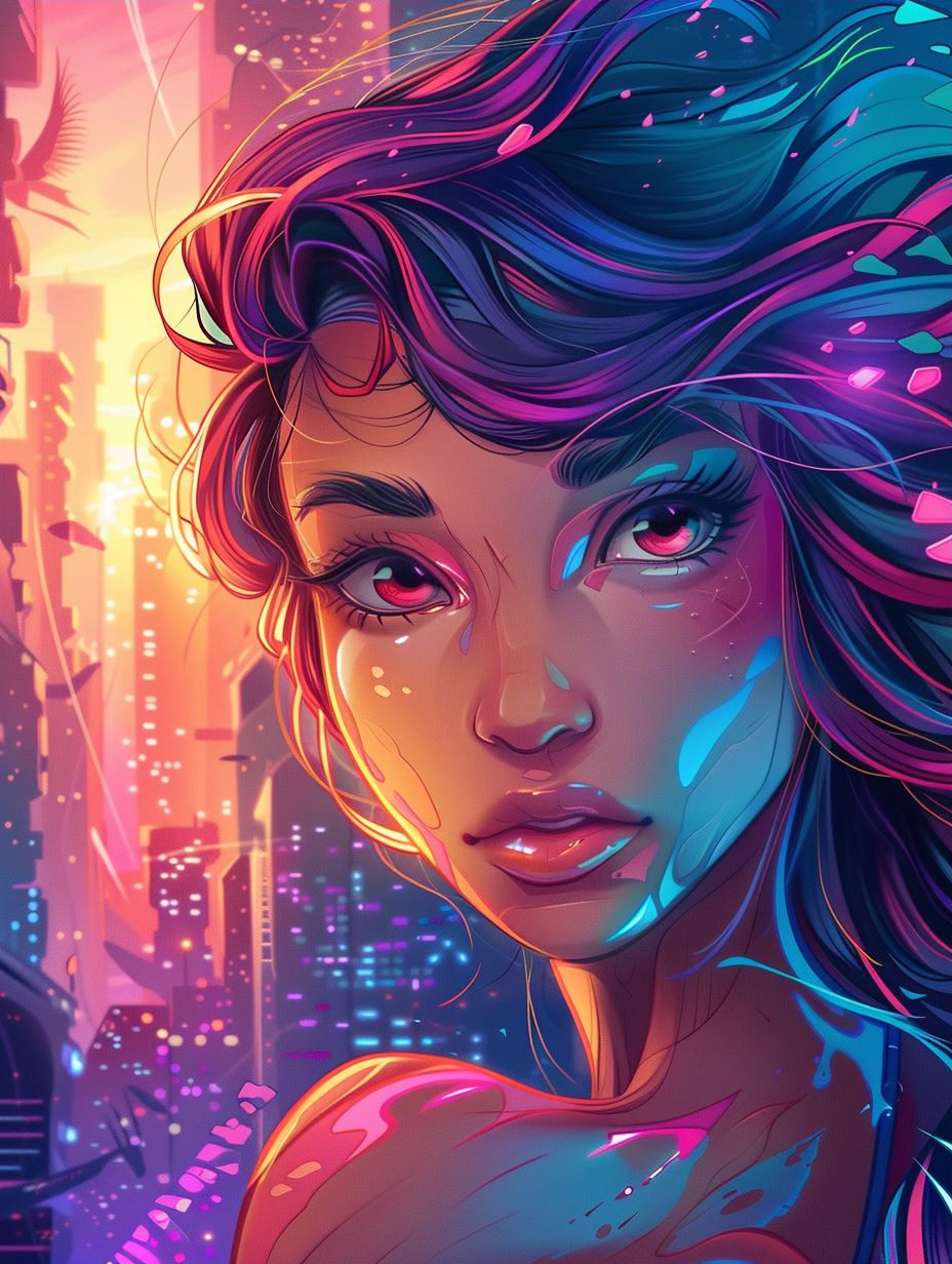 Neon Dreams Cybernetic Portraiture - Image 3